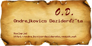 Ondrejkovics Dezideráta névjegykártya
